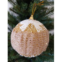 Новорічні кулі золоті в ажурній в'язці Ø100мм, ціна за набір 2 шт (SH256)